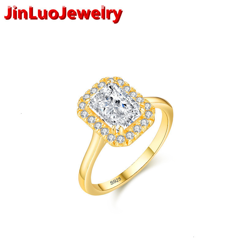 Moissanite Diamond 925 Sterling Silver Light Luxury Elegant Ring for Women Simple Fashionable Princess Square 18K Gold-plated