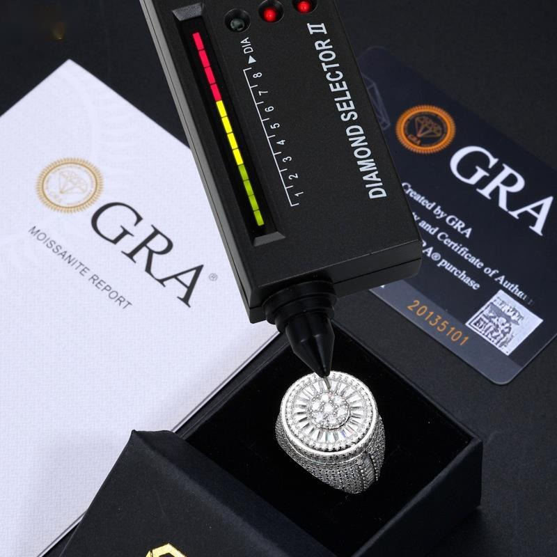 Iced Out Moissanite Ring 925 Silver Diamond VVS Premium Quality Hip Hop Bling Men Jewelry Gift Box Included - view 6