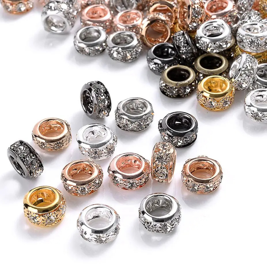 10-30pcs/lot Rhinestone Spacer Beads Round Gold Silver Metal Czech Crystal Beads for Jewelry Making DIY Bracelets Accessories 260623 - view 4
