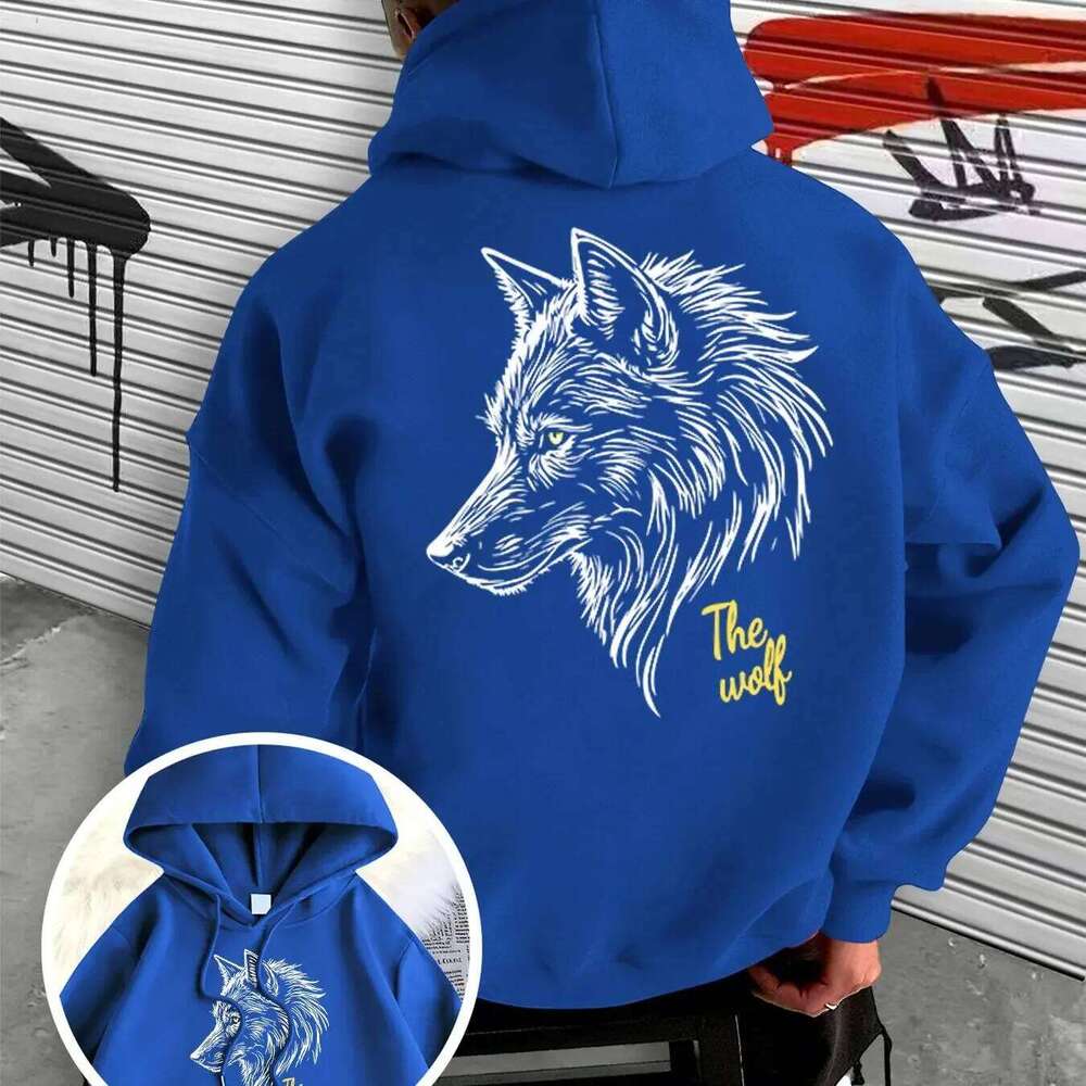 Men's Warm and Thick Winter Wolf Print Hoodie - Autumn/Winter Casual Outdoor Wear Unisex Holiday Gift W260626 - view 5