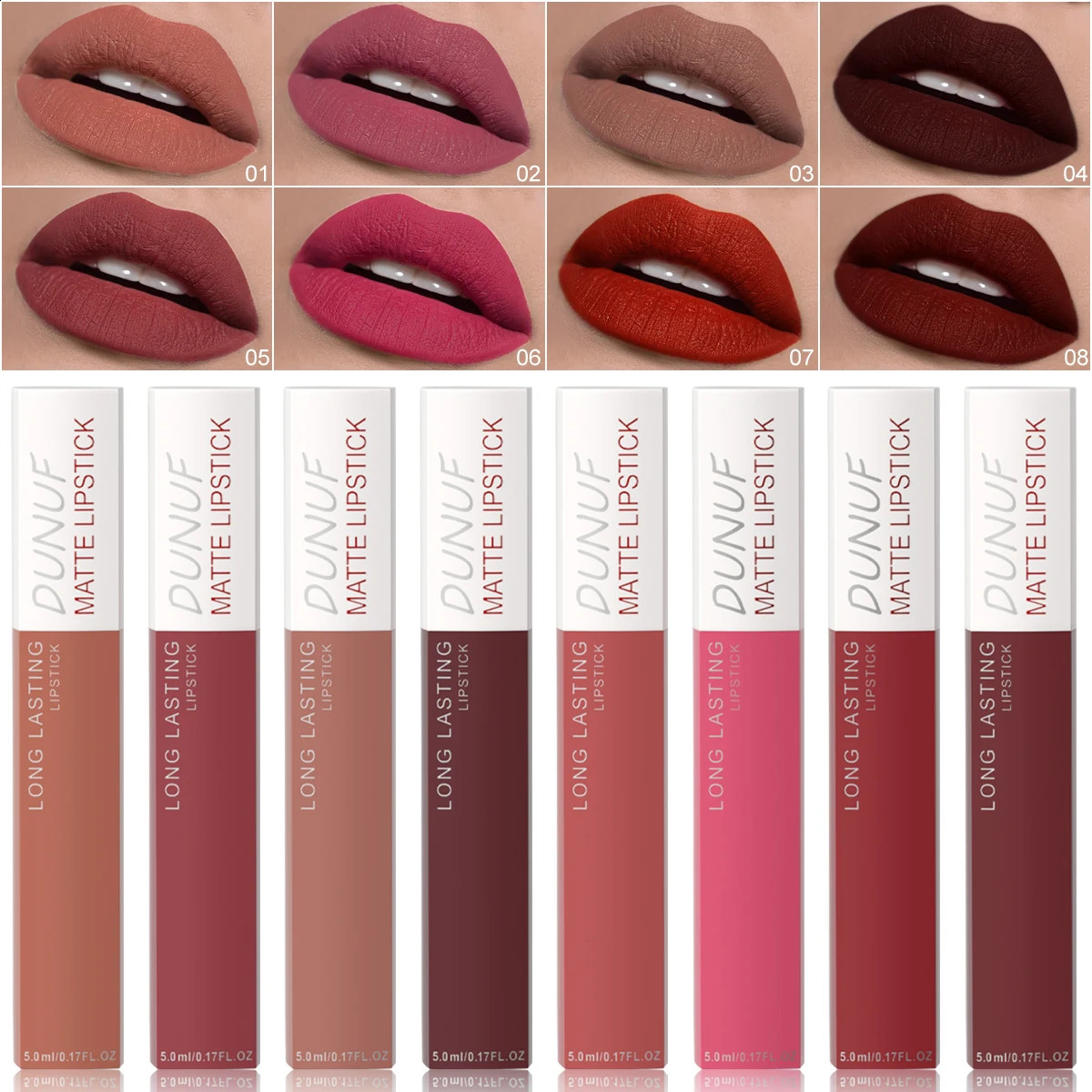 6Pcs/8Pcs matte color lasting lip gloss set three-dimensional plastic lips waterproof -sweat non-stick cup lipstick set 260626 - view 3