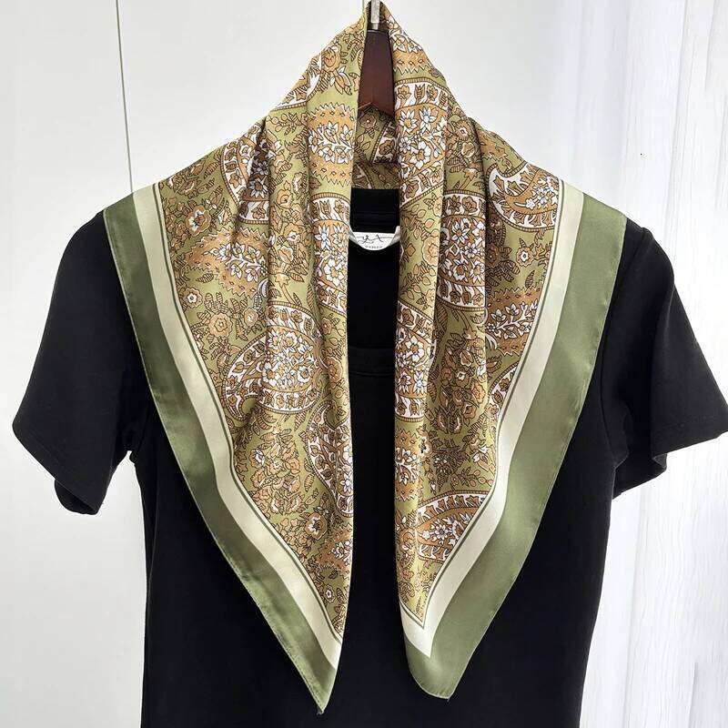 Fashion Bohemian Style Floral Print Womens Square Silk Scarf Satin Head Wrap Tropical Leaf Flower Design Scarves Bandana Hijab 26Y06226 - view 7