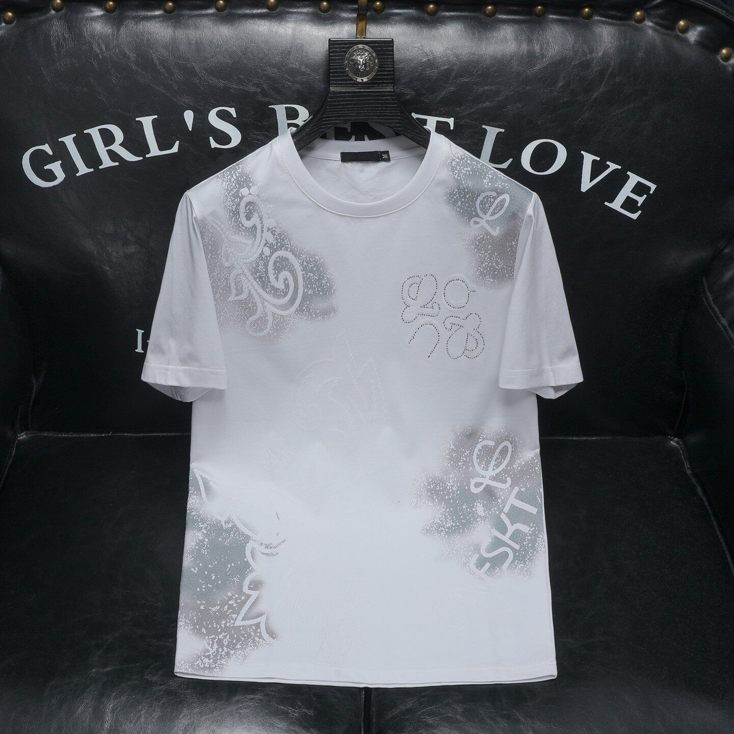 Chinese-Style Ink Painting Rhinestone Print Short-Sleeve For Men, New Summer Fashion, Large Size Casual Youth Half-Sleeve T-Shirt