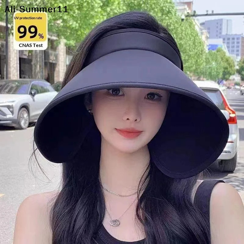 Tg1Summer Casual Empty Top Sun Hats Portable Wide Large Brim Cap UV Protection Foldable Visors Women Sunshade Beach Hiking Hat 260625