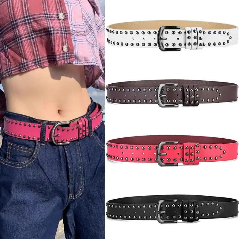1PC Rivet Punk Needle Buckle Belt For Men Women Fashion Versatile Y2K Jeans Decor PU Leather Strap Hip Hop Retro Waistband 260626 - view 4