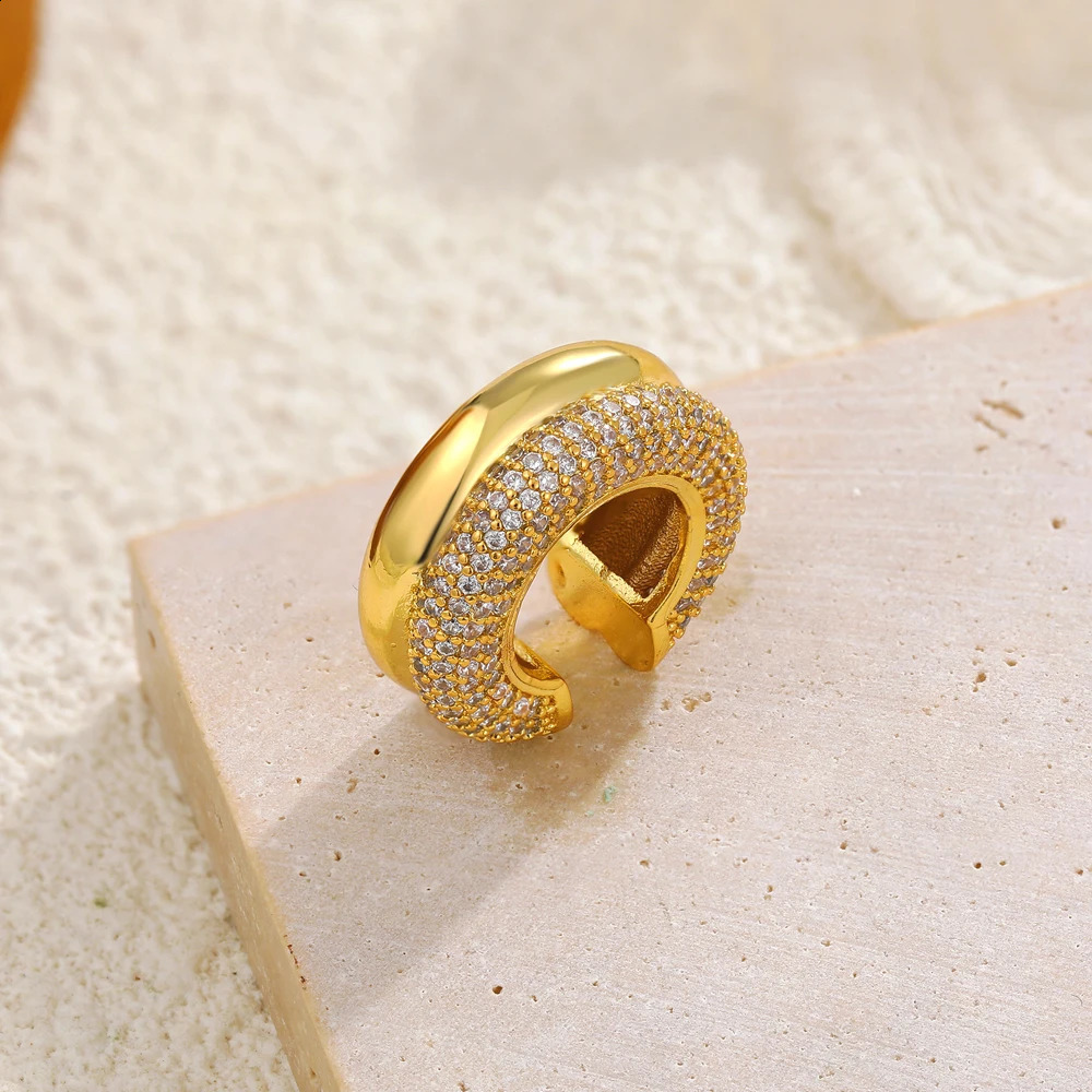 1pcs Delicate CZ Zircon Double Layer Cshape y Cuff Earrings Stainless Steel No Piercing Cartilage Ear Clip y Jewelry 260623 - view 7