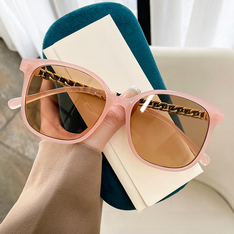 2026 New Women's Designer Round Small Frame Chain Leg Personalized Versatile Trendy Luxury High Quality Fragrant Women's Sunglasses Sunshade - view 3