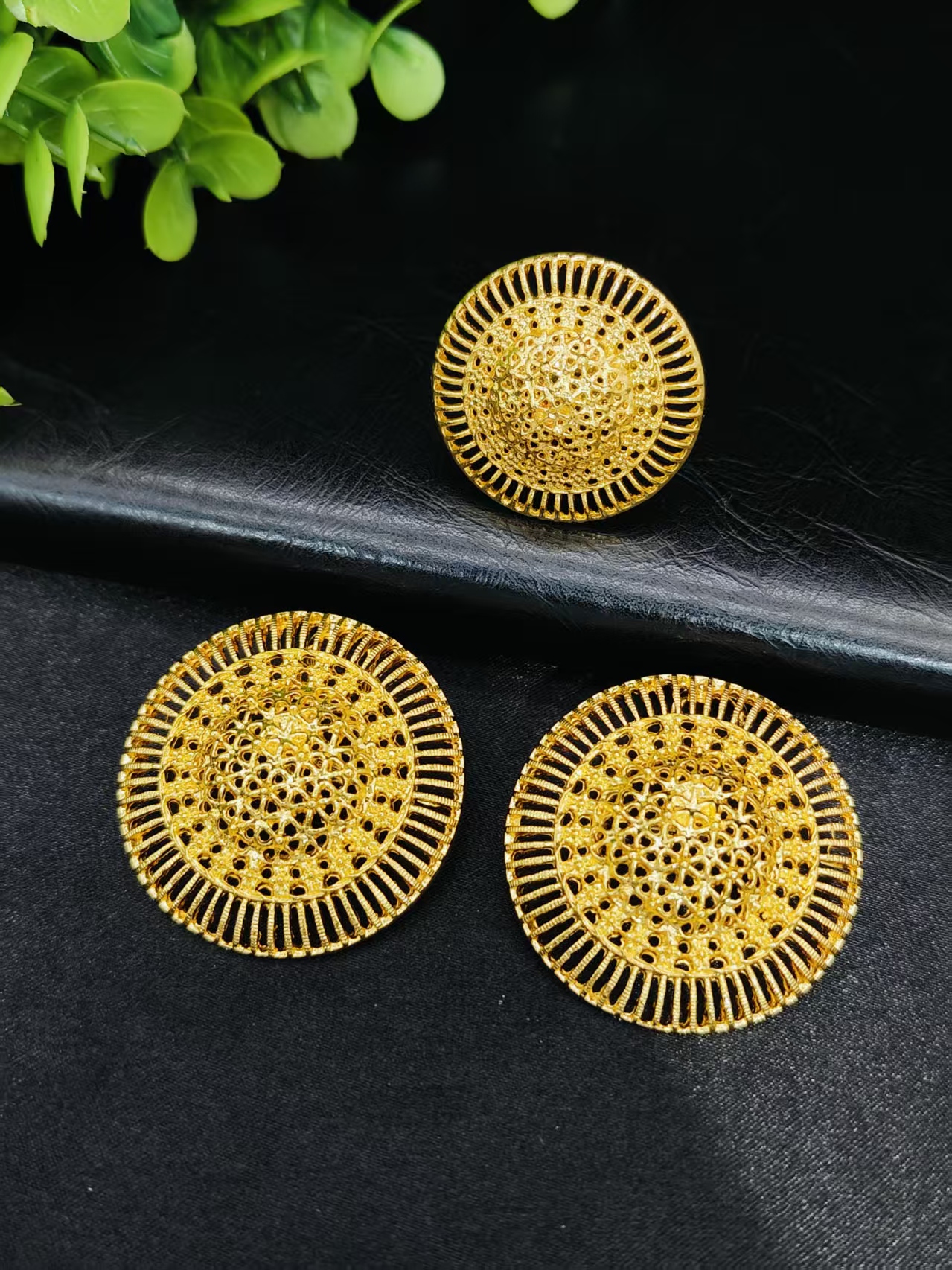 Ethiopian 24k Gold Plated Jewelry Sets for Women Costume Dubai Bridal Round Necklace Earrings Sets Nigerian Wedding Gifts - view 5