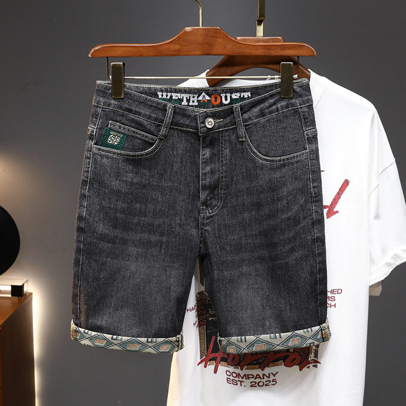 New Model Bestseller - Trendy Men's Denim Shorts, Five-Pocket Shorts - view 6