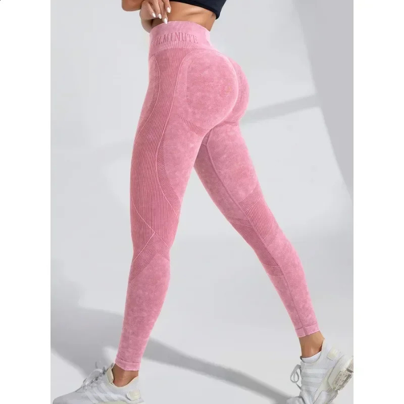 Women Seamless Gym High Waist Yoga Pants Hip Lifting Outdoor Sports Tight Waist Letter Sand Washed Pants Exercise Yoga Leggings 260626 - view 7