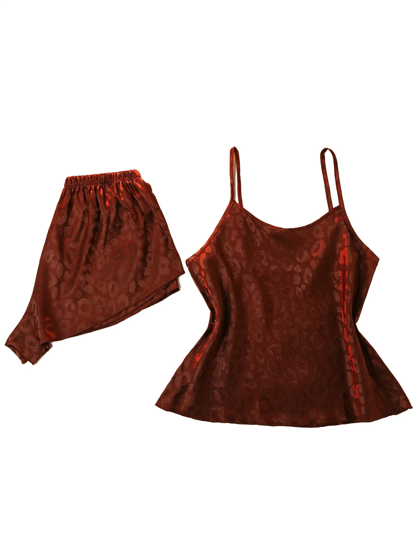 Elegant Brown Leopard Print Pajama Set for Women top and Shorts Nightwear 2 Piece Sleepwear Homewear Summer 260625 - view 7