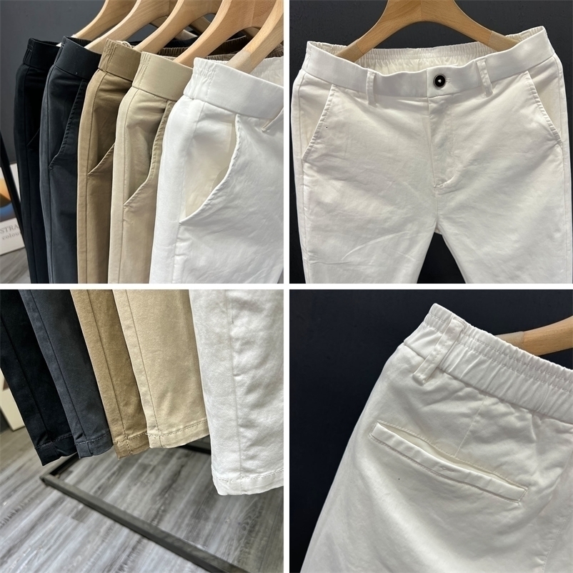 Mens Summer Thin Pants Straight Simple White Casual Man Clothing Trendy Slim-fitting Cargo Pants 260625 - view 5