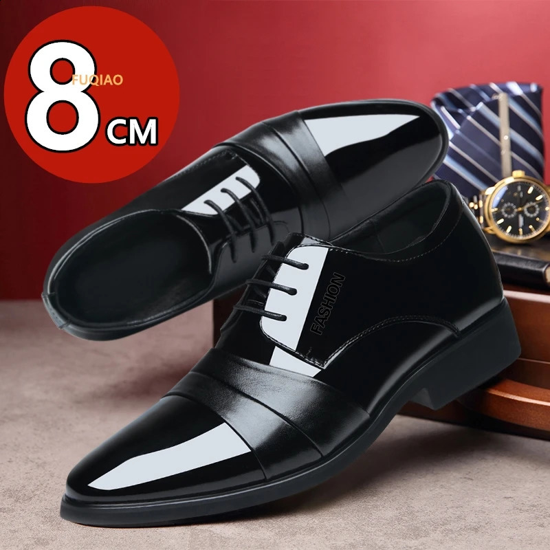 6cm8cm Height Increasing Mens Formal Dress Shoes Cow Leather Elevator Business Office Oxfords Wedding Party Social 260624 - view 4