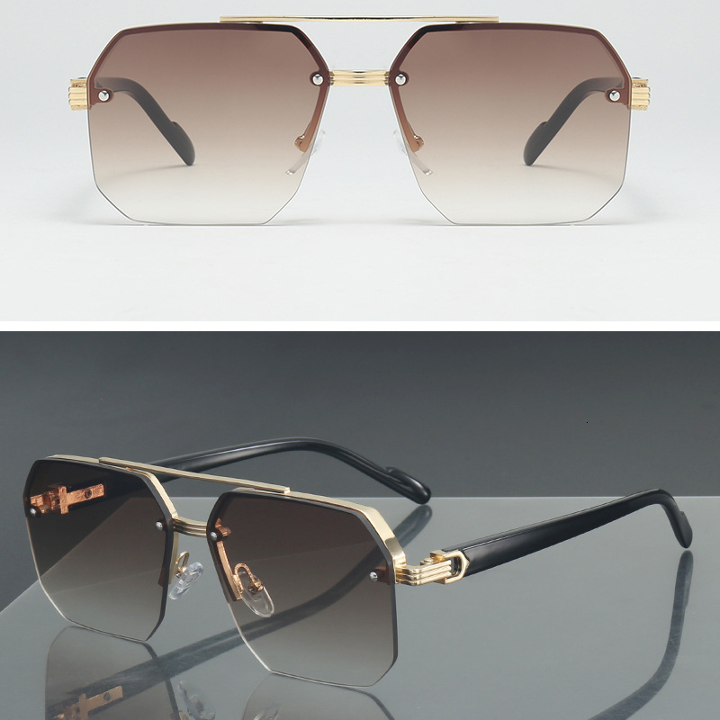 2026 Designer's New Niche Luxury High-end Sense Versatile Daily Casual Metal Square Half Frame Men's Sunglasses Fashionable And Trendy UV Re - view 8