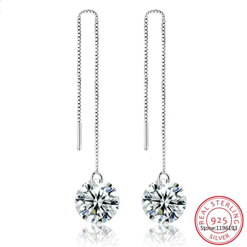 1CT Long Drop Earrings For Women 925 Sterling Silver Brilliant Lab Diamond Brides Bridesmaid Dangling Earrings 260625 - view 6