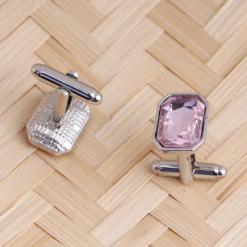 Blue Pink Purple Green Brown Colors Mens Crystal Oblong Cufflinks Elegant Fashion Accessory for Formal Wear 260626 - view 4