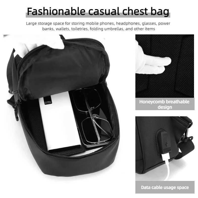Bag Chest Fashionable Multi Multifunctional Compartment Storagemens Shoulder Bagsuitable for Daily Usesportshikingcycling M260626 - view 5
