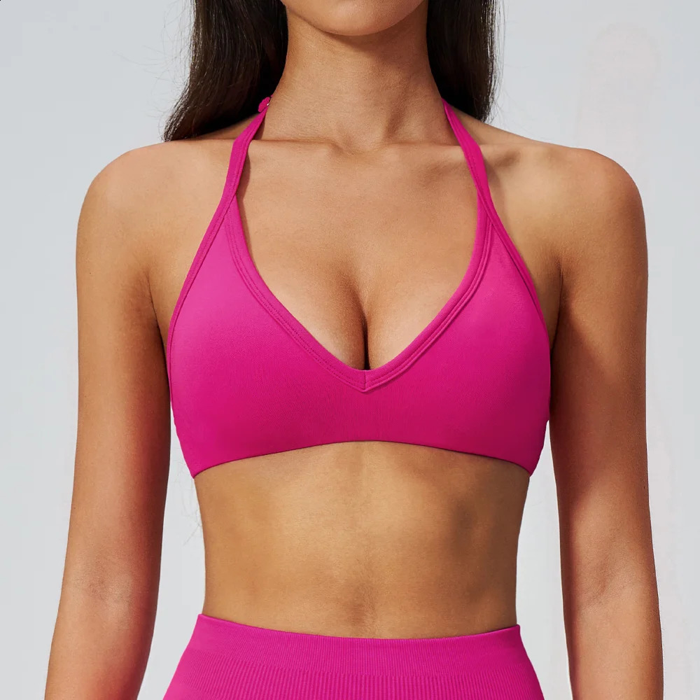 Sports Bra Seamless Women Halter Neck Yoga Bra Quick Drying Running Pilates Workout Top Halter Neck Shockproof Sports Underwear 260626