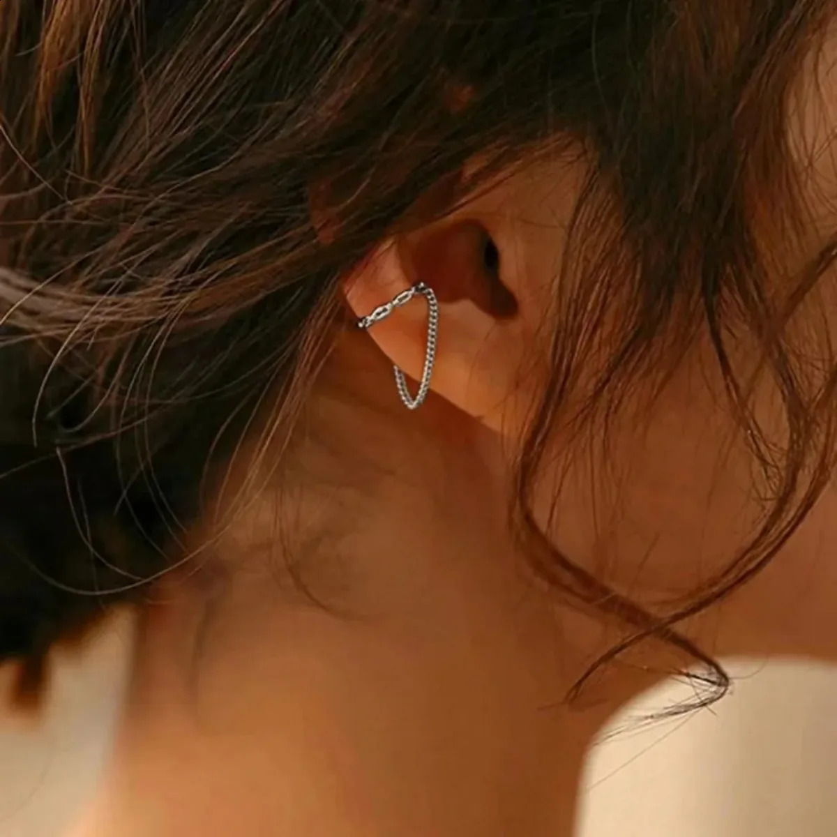 1pc Fashion Minilist No Piercing Ear Cuff Earrings for Woman Chain Bone Clip Girl Cuffs Jewelry 260623 - view 4