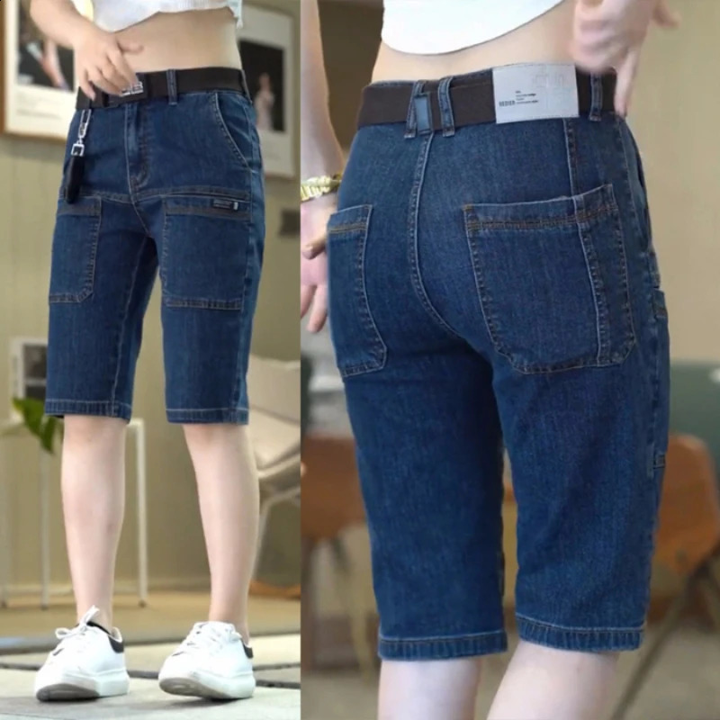 n Multipocket Denim Shorts Men Summer Thin Straight Casual Short Jeans Stretch Fashion Streetwear Mens Korean 260625 - view 5