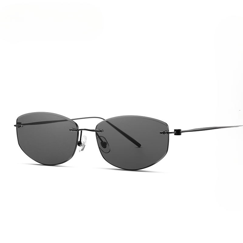 Ultra light titanium frameless cut edge sunglasses high definition nylon UV stylish and high end driving sunglasses for men