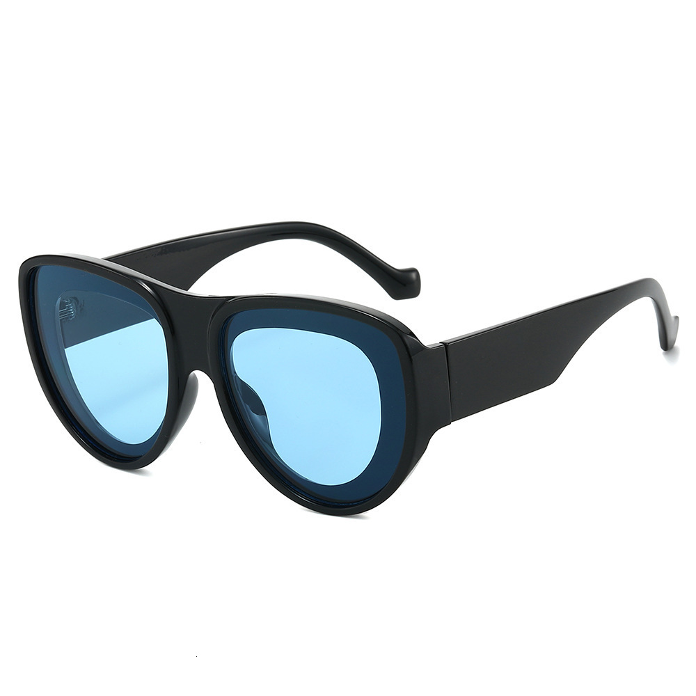 2026 European And American Large Frame Fashion New Personalized Hip-Hop Oval Shield PC Internet Celebrity Sunglasses For Women - view 5