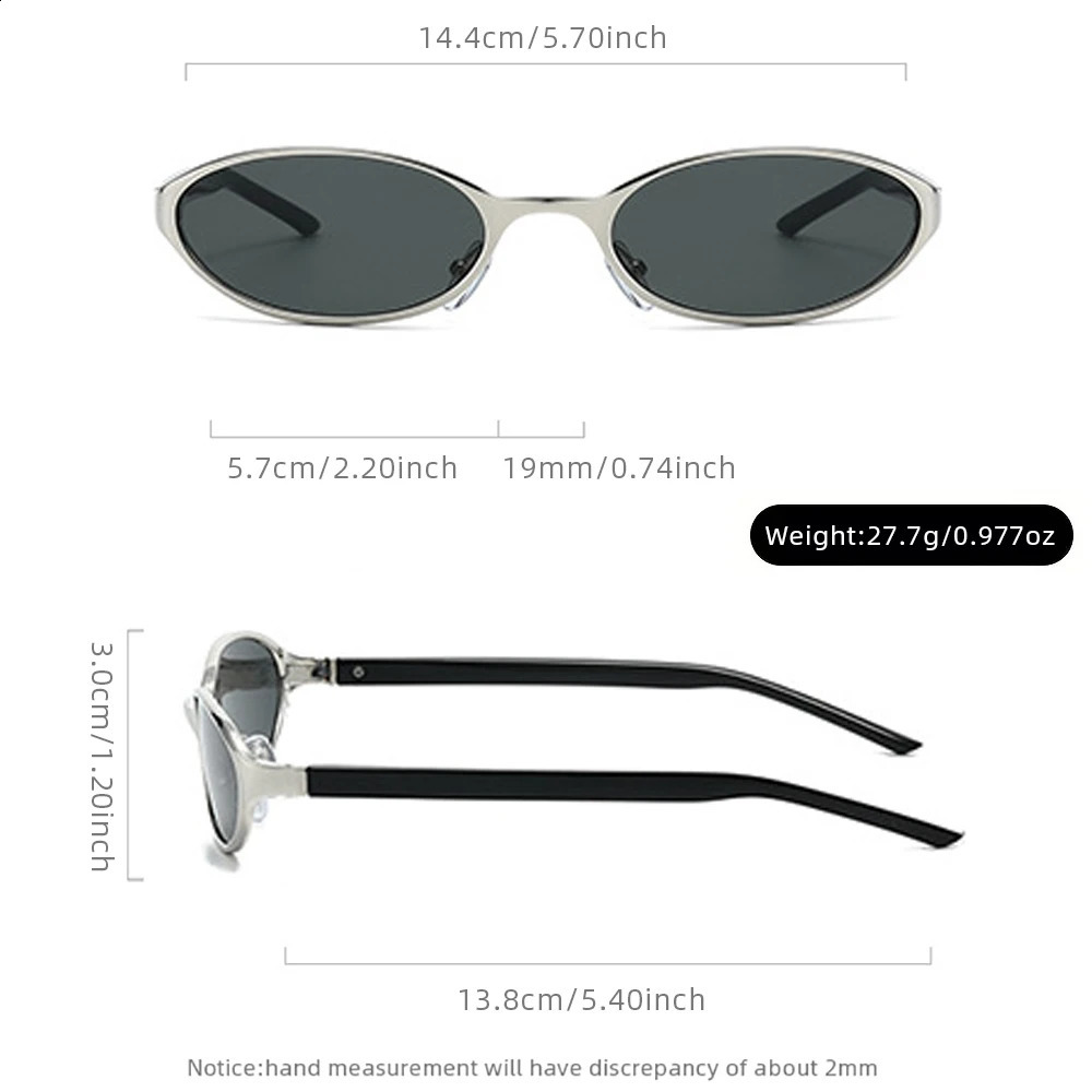 Vintage Oval Sunglasses for Women Men Retro 90s Y2K Small Metal Frame Sun Glasses Trendy Narrow Slim UV400 Protection Shades 260626 - view 6