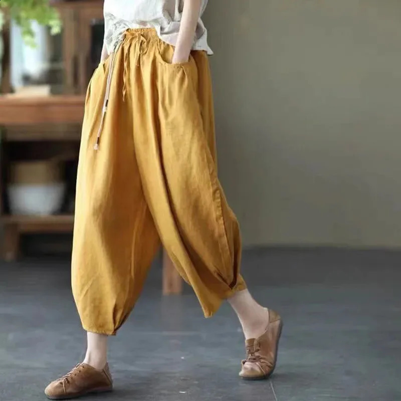 Womens Solid Color Retro Elastic Waist Pants Office Lady Fashion Arrival Trendy Comfortable 260625