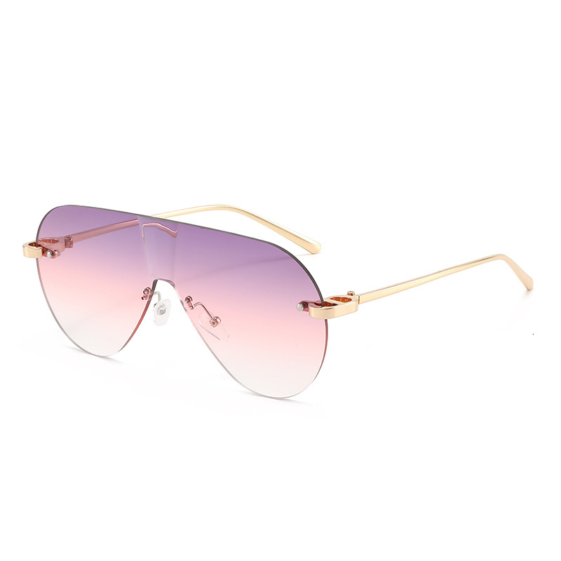 New European American Frameless One-Piece Sunglasses, Toad-Shaped, Stylish And High-End, Street Photography Large-Frame Integrated Sunglasses - view 6