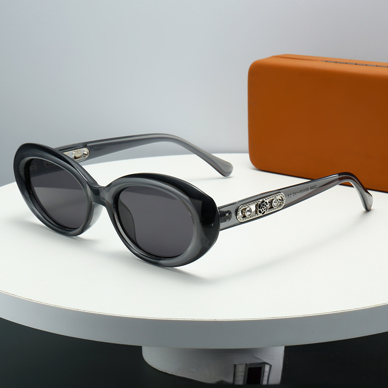 2026 Designer's New Elliptical Personalized Trendy Round Frame Camellia Pearl Decoration Light Luxury Premium Women's Sunglasses Sunshade Su - view 8