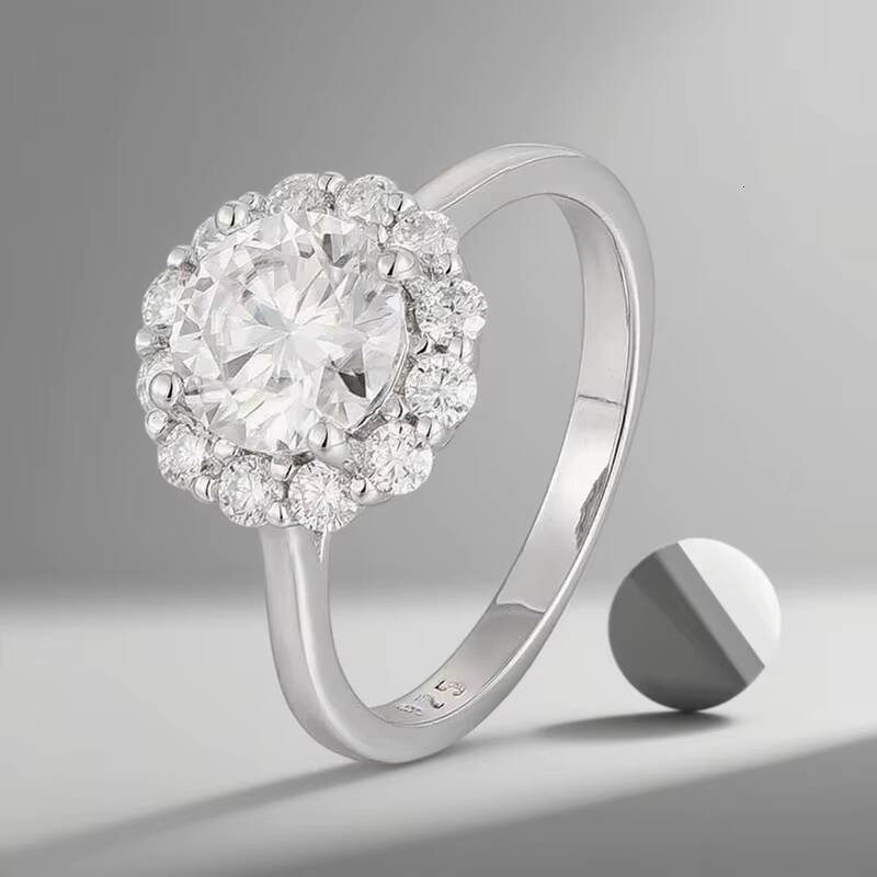 Silver Moissanite Ring Womens Luxury Flower Design Fine Jewelry Ring with Moissanite Inlay Custom Wholesale - view 6