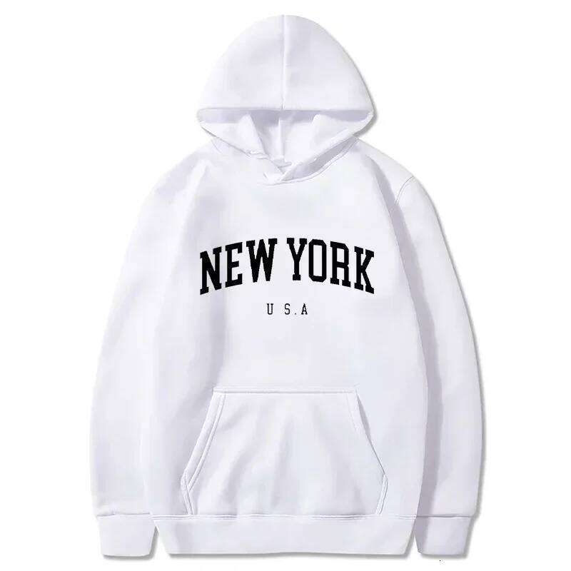 Men Women New York U.S.A City Hoodies Fashion Letter Printed Graphic Sweatshirts Loose Casual Harajuku Hooded Pullover Sportwear W260626 - view 4