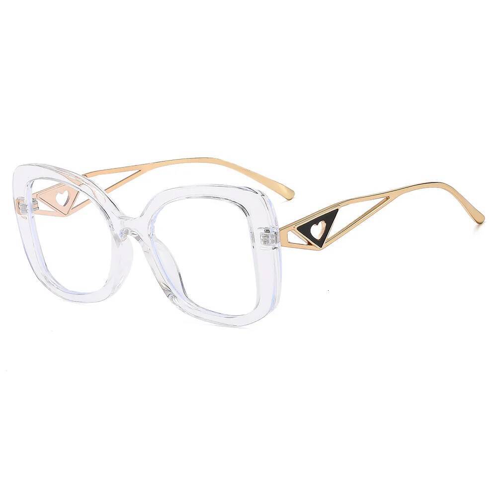Brand Oversized Square Reading Women Triangle Heart Temple Eyeglasses Blue Light Blocking Clear Computer Glasses - view 6
