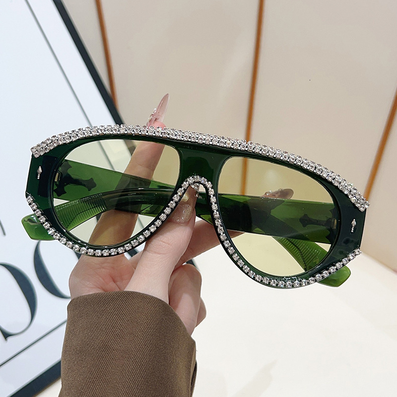 2026 New Diamond-Studded Sunglasses, European And American Style, Unique Large Frame, Handmade With Diamond Accents, Novelty Hip-Hop Sunglasses For - view 5