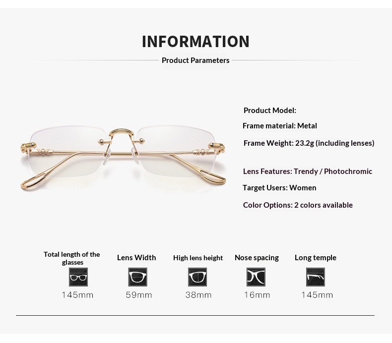 Unisex Color Change Frameless Spectacles with UV Protection Trendy Blue Light Blocking Goggles - view 3