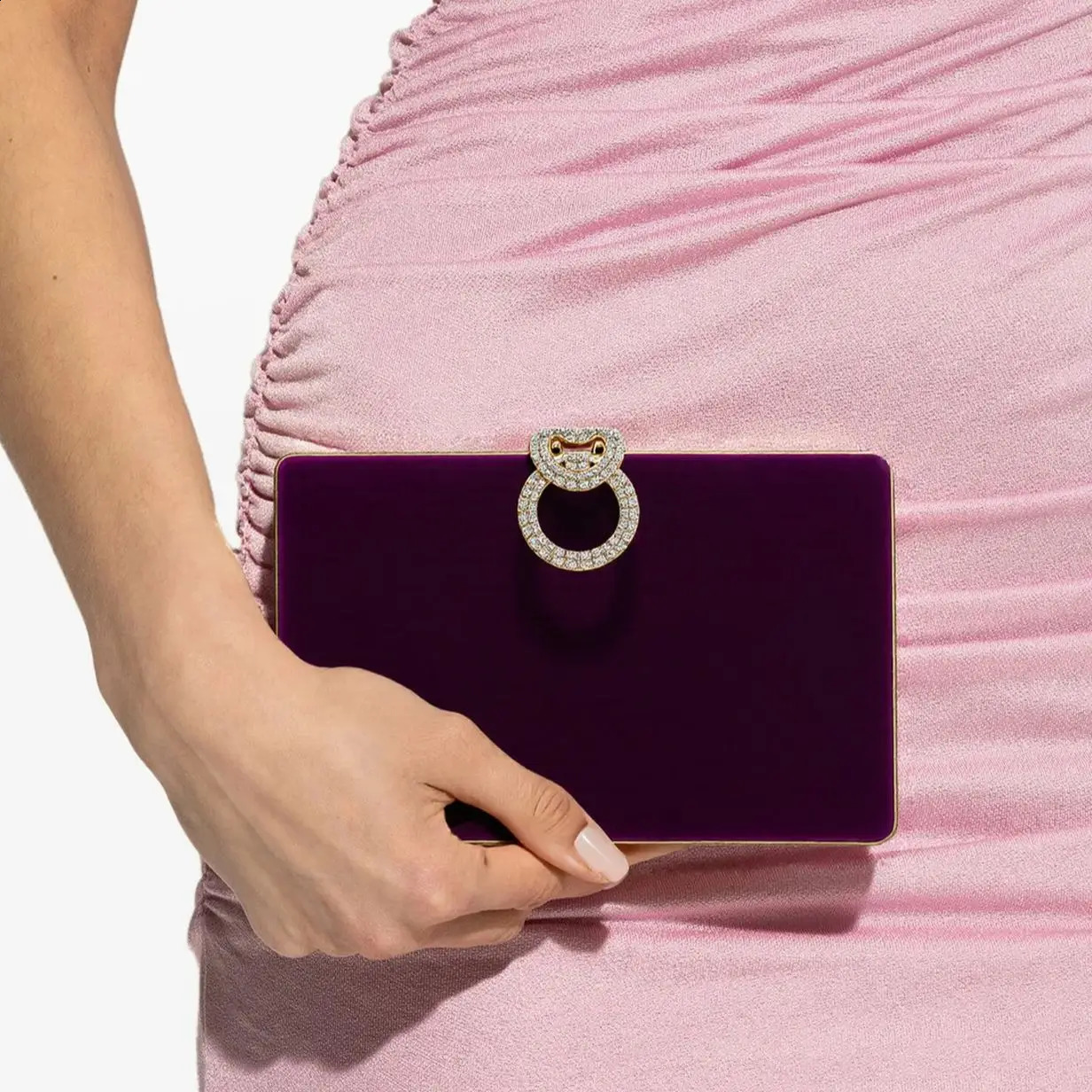 Velvet Women Evening Bags Diamonds Metal Golden Clutch Flap n Fashion Lady Gift Wedding Bridal Handbags Purse 260612 - view 5