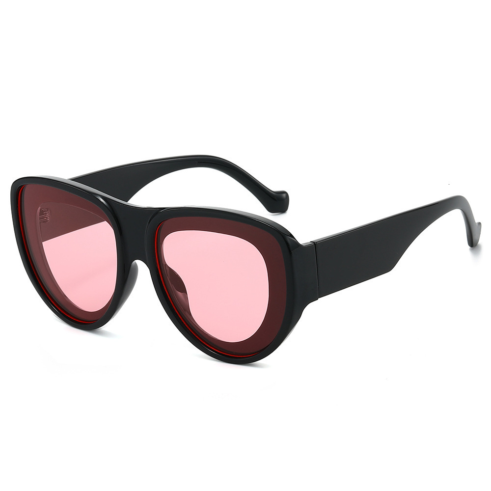 2026 European And American Large Frame Fashion New Personalized Hip-Hop Oval Shield PC Internet Celebrity Sunglasses For Women - view 4