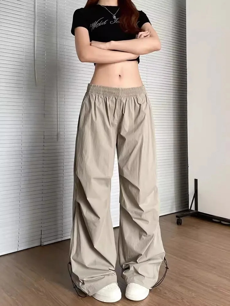 American Style Women Loose Fit Straight Pants Elastic Waist Long Trousers Cargo Boyfriend Hip Hop Female 260625 - view 7