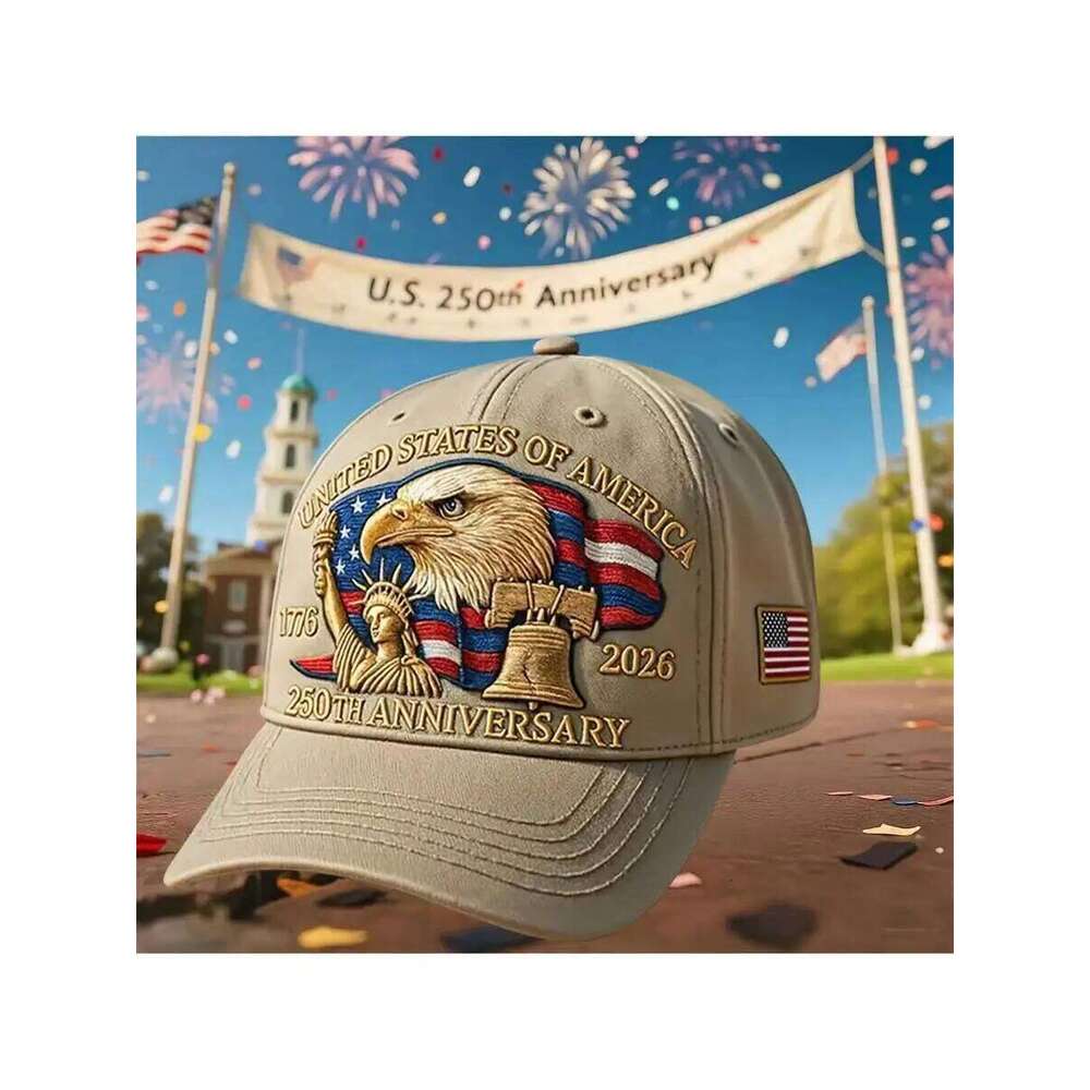 250th Anniversary Patriotic Baseball Cap Embroidered Eagle 1776-2026 American Flag Design W260626 - view 7