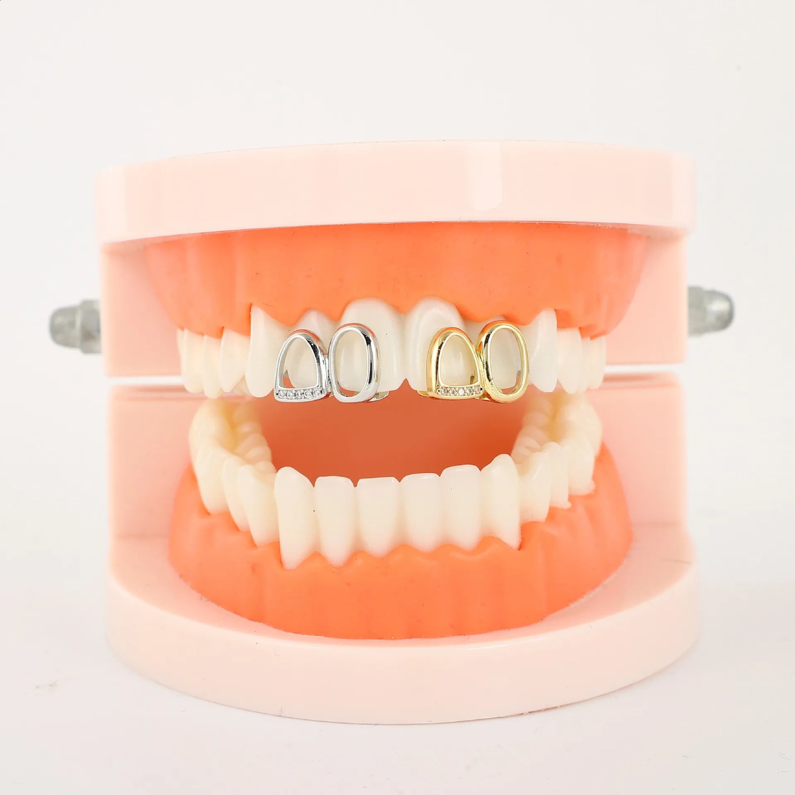 Hip Hop Tooth Decoration Zircon Micro Inlaid Set Teethgridz Double Hollow 260623 - view 5