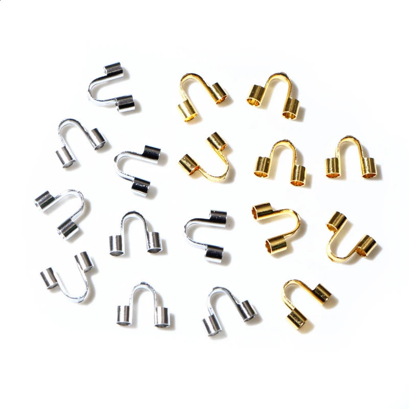 50pcs Stainless Steel Gold Color Wire Protectors Guard Guardian Protectors Loops U Shape Clasps Connector For Jewelry Making 260623 - view 7