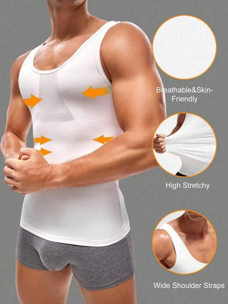 Mens Slimming Compression Shirt Body Shaper Vest Breathable High Elastic Base Layer Tight Fit for Fitness Sport Daily 260625 - view 6