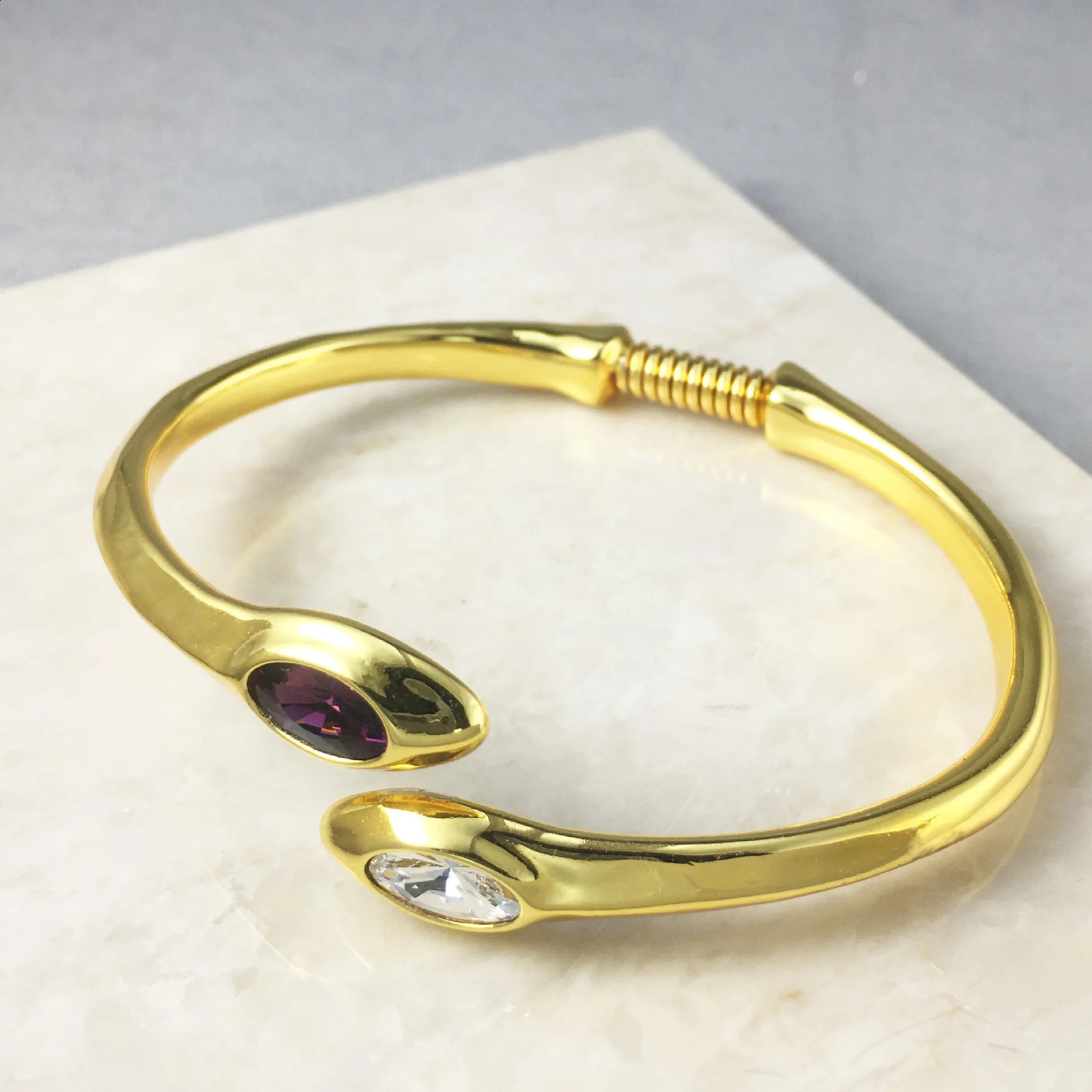 2026 Spring Beautiful socialite style gold silver colored crystal open bracelet high-end accessories banquet gift 260626 - view 3