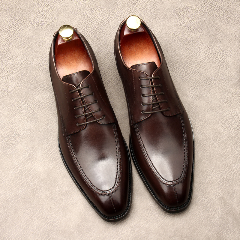 Men Genuine Leather Oxford Shoes Hand Polished Pointed Toe Business Formal Dress Shoes Luxury Wedding Leather Shoes For Male Office Party Footwear - view 5