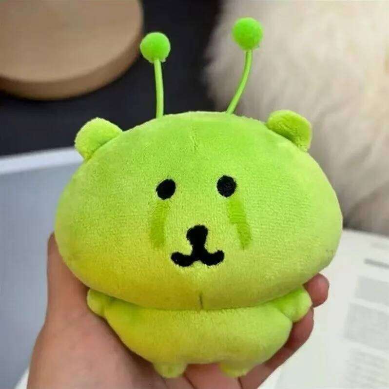 Green Alien Self-Deprecating Bear Plush Keychain Cute Soft Stuffed Toy Bag Pendant Home Decor Comforting Holiday Gift 26Y0626