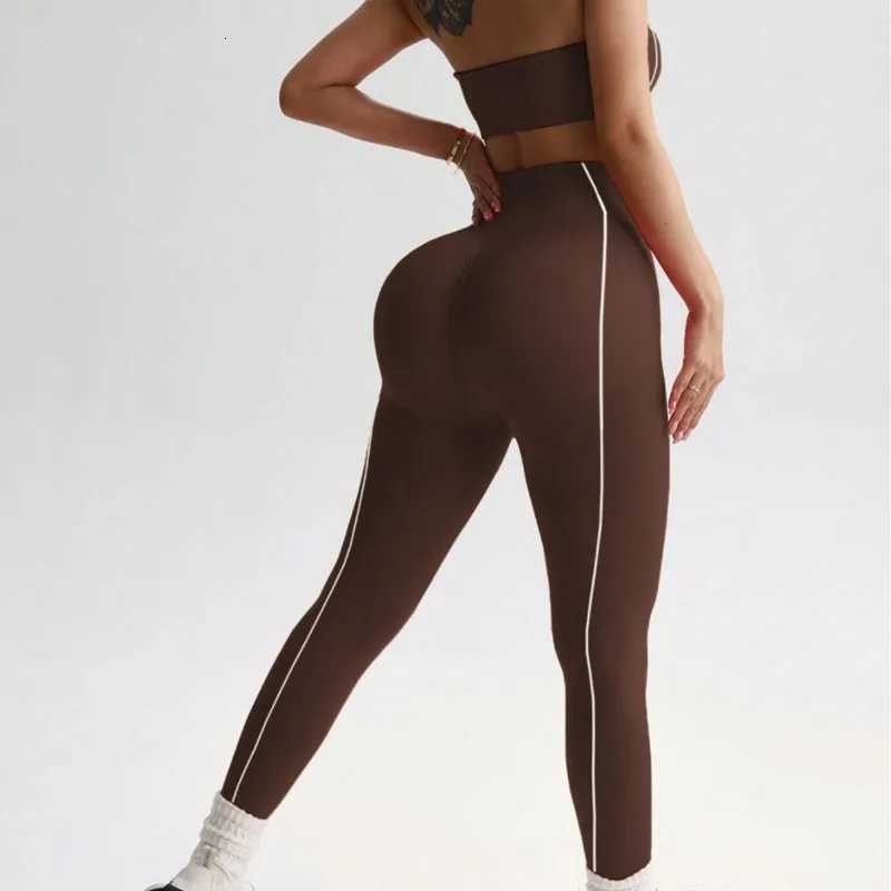 Strapless Bandeau Sports Bra Women Seamless High Waist Yoga Leggings Set Padded Workout Fitness Gym 2 Piece Outfits M260626 - view 6