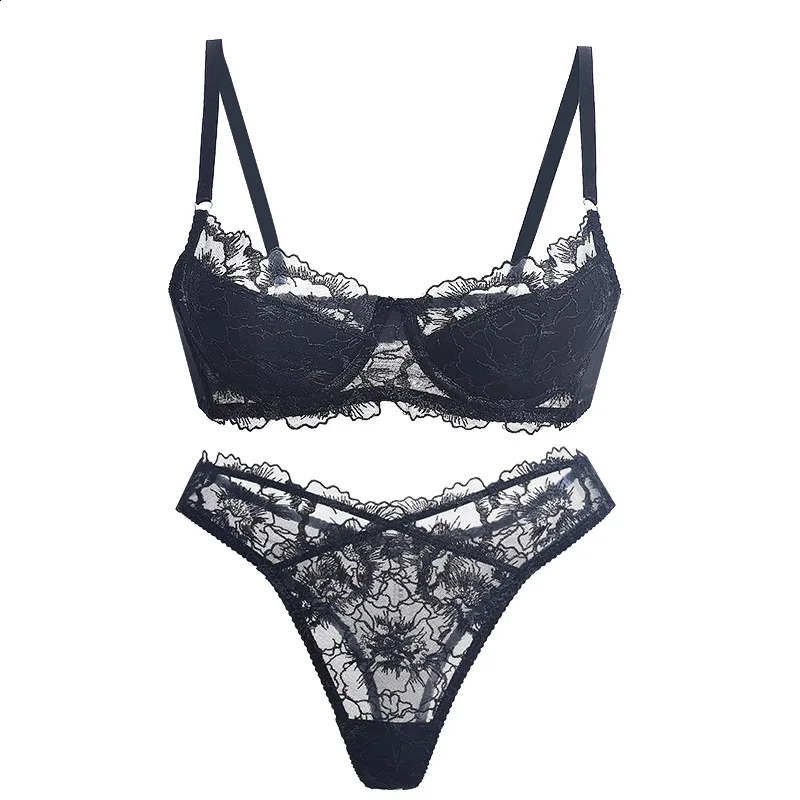 Sexy Embroidered Lace Lingerie Set for Women with Small Breasts PushUp and AntiSagging UltraThin Beautiful Back Bra 260626 - view 3