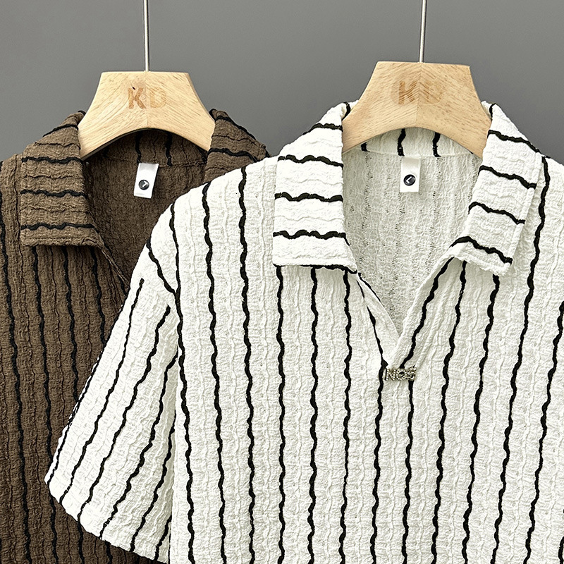 Men's Short-Sleeve Striped Polo Shirt, Super Trendy Brand T-Shirt, 2026 New Model, High-End Stylish Brand - view 4