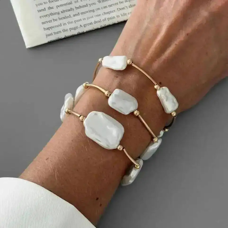 3Pcs/Set Creative Irregular Pearl Chain Bracelet for Women Trend Elegant Stackable Bangle Wedding Jewelry 260625 - view 4