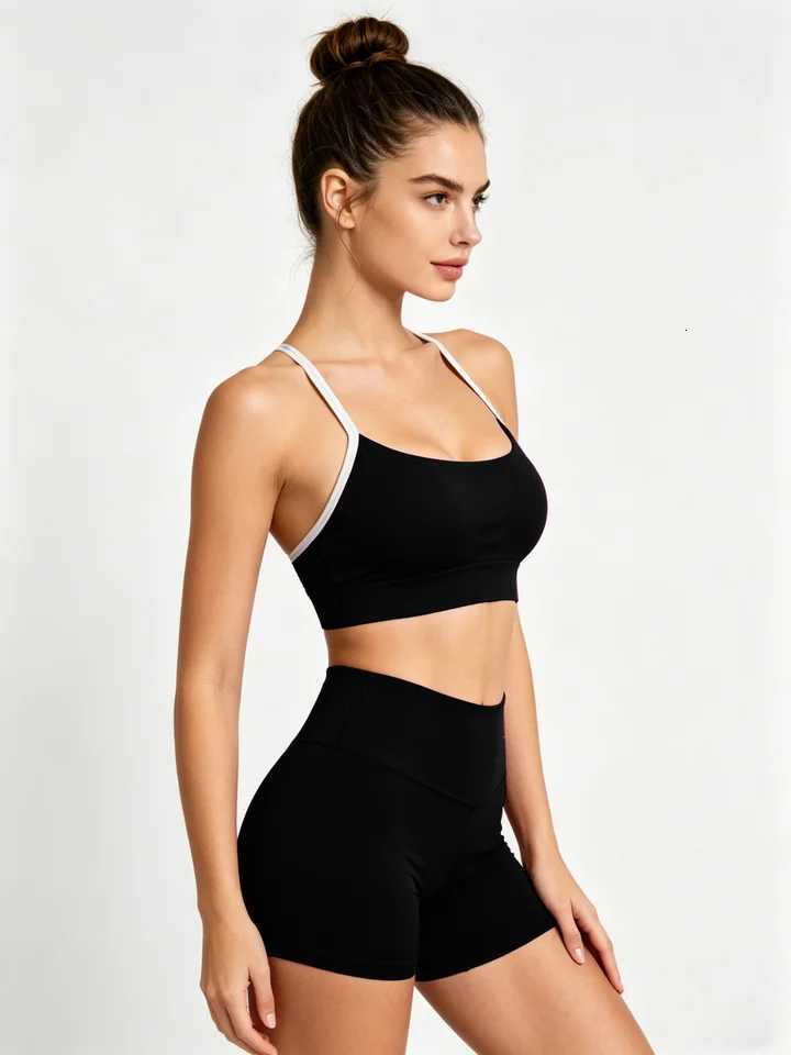 Set Yoga Womens Trim 2Pcs Sports Bra High Waist Biker Shorts Gym Fitness Workout Tracksuit M260626 - view 6